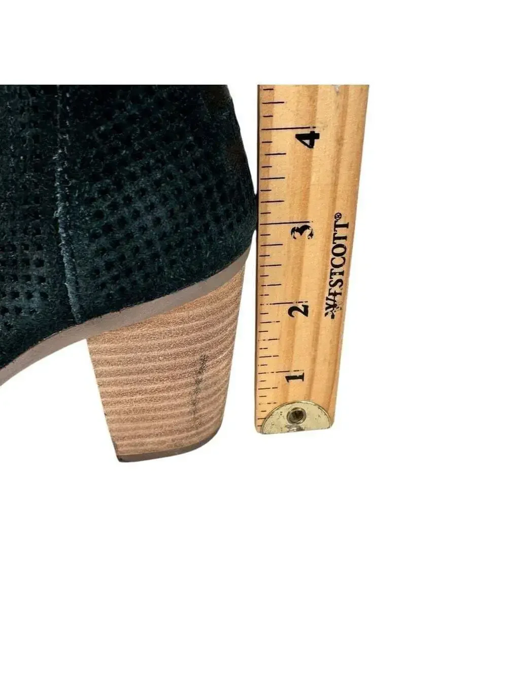 TOMS Majorca Black Suede Perforated Open Toe Booties Womens 7.5 Heels